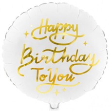 Balloon 'Happy Birthday To You' white gold